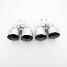 Stainless Steel Chrome Exhaust Tips 2-14 In Quad 3-12 Out Staggered 9.875 L