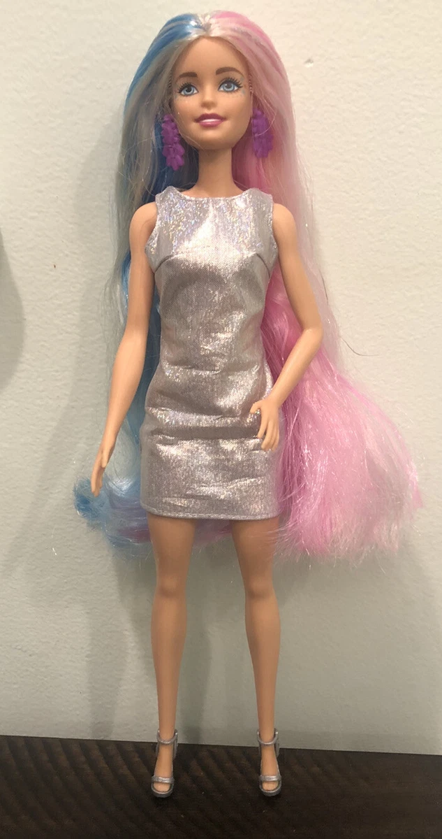 Barbie with pink and blue hair hot sale