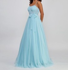 City Studios Women Juniors Blue Tulle Bustier Fit & Flare Gown Dress Size 15/16