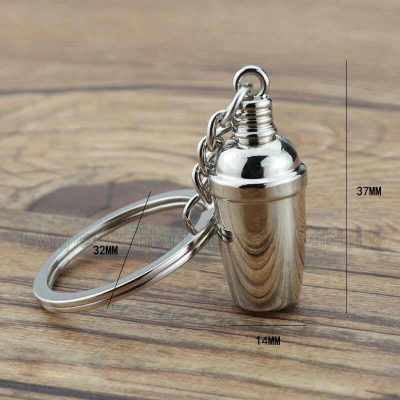 Cocktail Shaker Glass Mixing Pot Keychain KeyRing BagPendant Present Accessories - Image 2 of 4