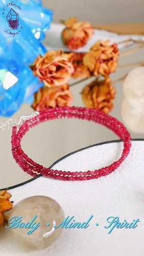 Roter Spinell Perlen Halsband 2mm Perlen Kristall zierlich Heilung Damen Boho Halskette - Bild 3 von 5