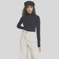 Abercrombie & Fitch- L Women's Long Sleeve Turtleneck Top Dark Gray Soft Jersey