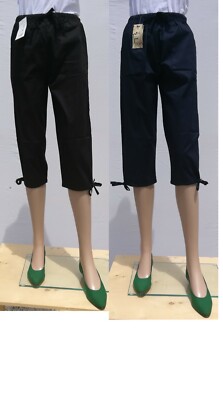 Pinocchietto Donna Elasticizzato TgM L XL XXL 3XL Cotone 97% Elastan 3%  Nero-Blu | eBay