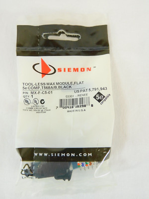 MX-F-C5-01 Tool-Less Max Module, Flat 5e Comp T568A/B, Black