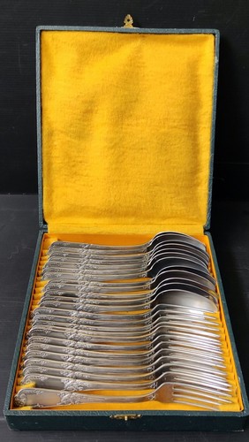 24-Piece Cutlery Set 12 Spoon 12 Fork Silver Plate Art Nouveau - Picture 7 of 8