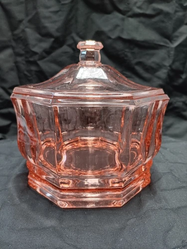 Pink Depression Indiana Glass Concord Octogan Dish With Lid