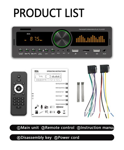 1 Din Car Radio Remote Control FM AM RDS In-Dash MP3 Player Bluetooth USB AUX TF - Picture 5 of 18