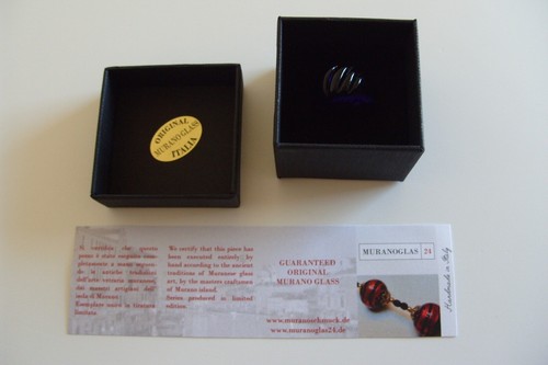Anillo de cristal de Murano original cristal de Murano joyería ÚNICO hecho a mano arte colorido Ø 17,5 - Imagen 7 de 7
