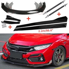Front Rear Bumper Lip Spoiler Body Kit Splitter+Side Skirt /For Honda Civic