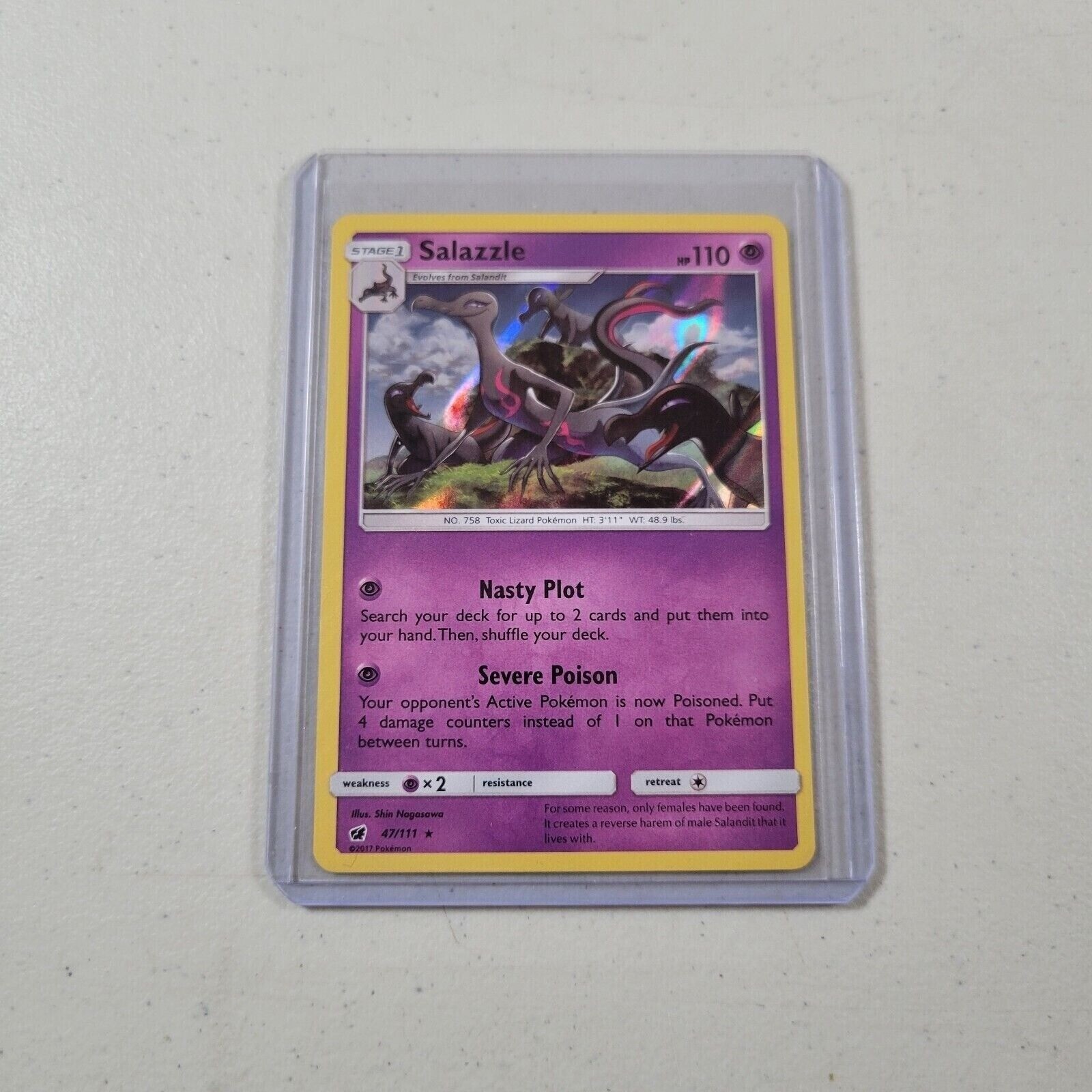 Pokemon Card – Salazzle 47/111 – Crimson Invasion – Holo Rare – 2017 – NM/M