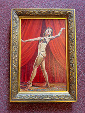 Ölbild Ölgemälde Tänzerin Orientalin Öl auf Speerholz Jugendstilrahmen