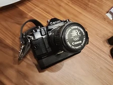 Canon A-1 Camera with 35-70mm Macro Zoom and Power Winder 1984 Olympics