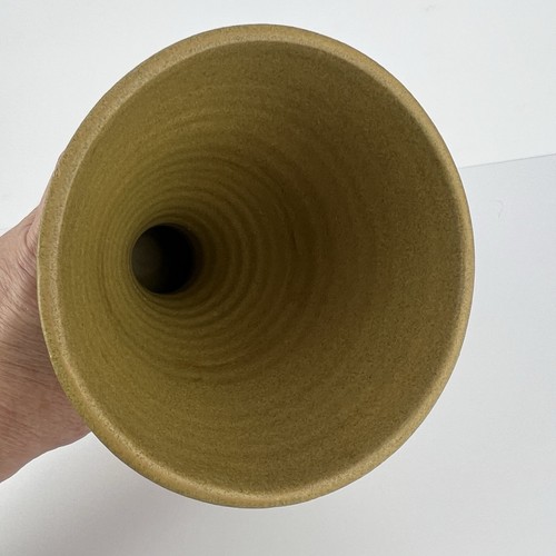 Mid Century Ikebana Vase Pottery Yellow Japan Modernist Vtg 8in z3q - Picture 9 of 18