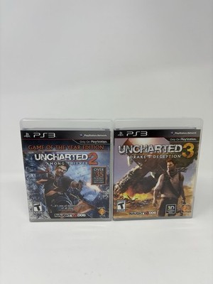 Lot of 2 PS3 Playstation 3 Uncharted 2 & 3 w/ Manuals COMPLETED & TESTED