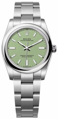 Rolex Oyster Perpetual 124200-0006 34mm Pistachio Green Dial Steel Women's Watch