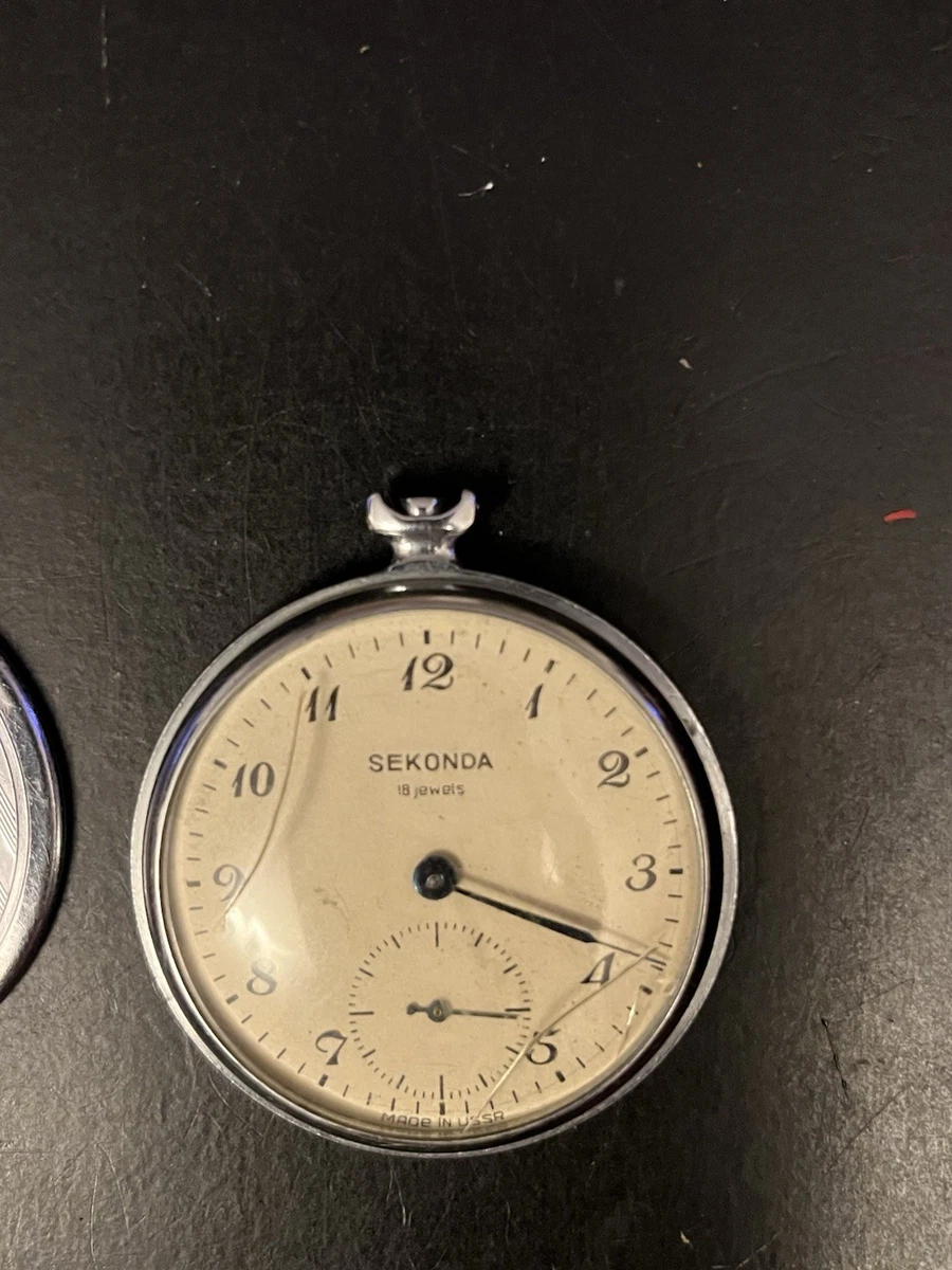 Reloj Bolsillo Soviético Sekonda 18j Mecánico URSS Repuestos Reparación Molniya Piezas
