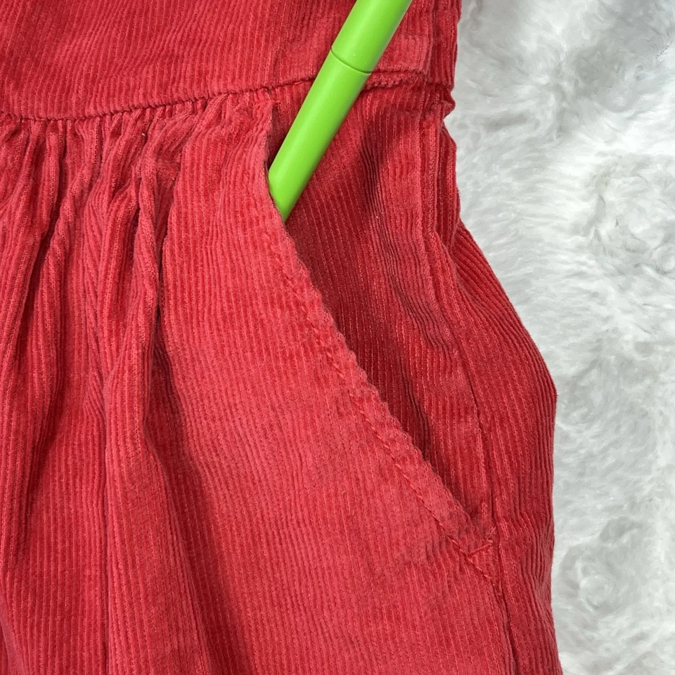 Mini Boden Corduroy Girls Dress Sz 7-8Y Red Sleeveless Fit & Flare Button Pocket - Image 3 of 4