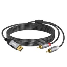 USB to RCA Audio Cable 6 FT, USB-A to 2RCA Jack Plug Adapter, Type-A to 2 Male