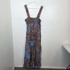 Brown Blue White Paisley Whimsygoth Fairygrunge Cottagecore Tank Maxi Dress Sz S
