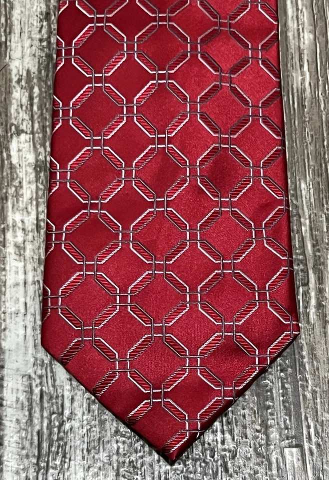 Corbata de cuello Donald J Trump Signature Collection 100 % seda hecha a mano roja geométrica Foto 2 de 4