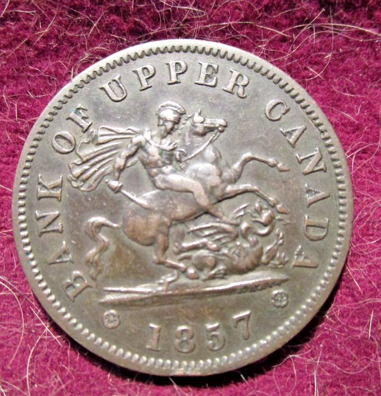 1857 - Bank Of Upper Canada/ Bank Token / One Penny  - GREAT CONDITION !