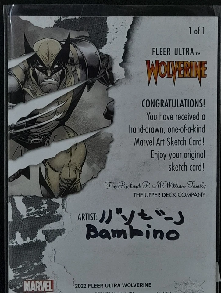 Magik Sketch Card Wolverine Fleer Ultra 1/1 Very RareAftermarket - Image 2 of 3