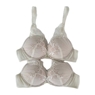 LOT OF 2 Wonderbra 7263 Ivory Lace Push Up Bras 32A / 70A Padded Underwire