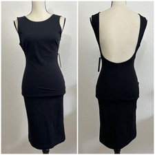 NEW LULU'S Open Back Black Body Con Midi Sleeveless Dress Size S