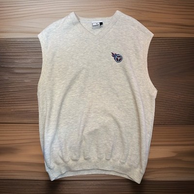 Vintage 90s Y2K Tennessee Titans NFL Puma Light Grey Sweater Vest Size Large