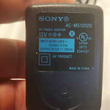 Sony AC-MS1202S AC/DC Adapter 12V 200mA 6ft Barrel Plug Black
