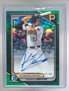 Konnor Griffin 2024 Bowman Chrome Draft CPA KG Verde Rifrattore Auto 1° RC 87/99