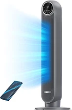 Dreo Tower Fan for Bedroom, 25ft/s Velocity Quiet Floor Fan, 90° Grey 