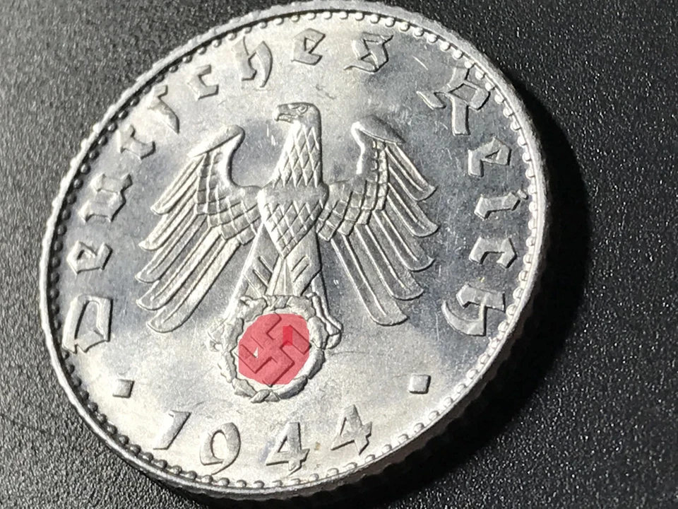 Third Reich 50 Reichspfennig 1944 B Alu Coin swastika - Image 2 of 2