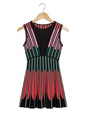 M Missoni Vertical stripes knit A-line dress Italian Designer Sheer Small IT 40