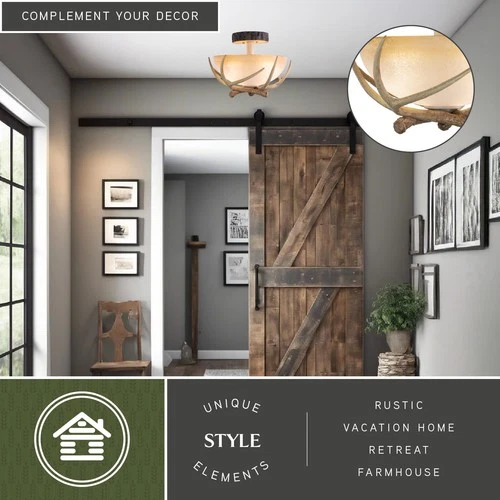 Vaxcel Lighting CF33016 Lodge 3 Light Semi-Flush Indoor Ceiling - Noachian Stone - Picture 8 of 8