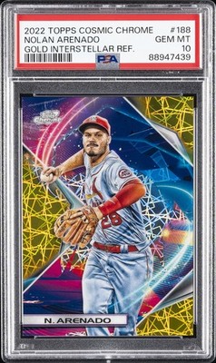 2022 TOPPS COSMIC CHROME GOLD INTERSTELLAR REFRACTOR NOLAN ARENADO 28/50 PSA 10