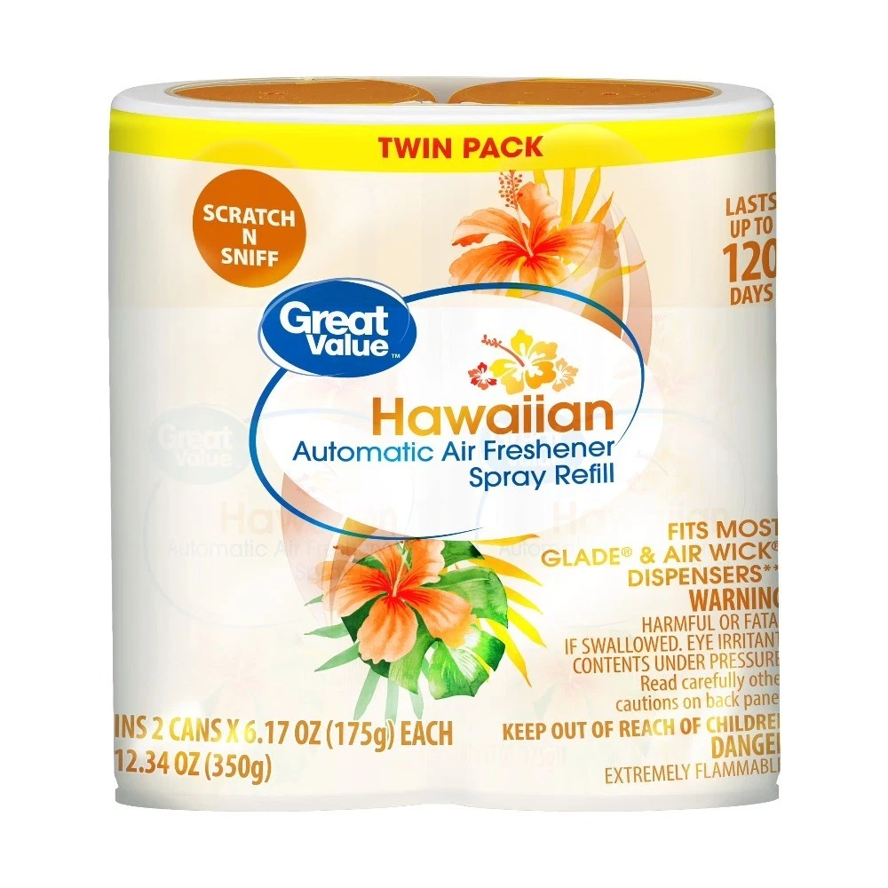 Automatic Air Freshener Spray Refill, Hawaiian Scent, 2 Pack