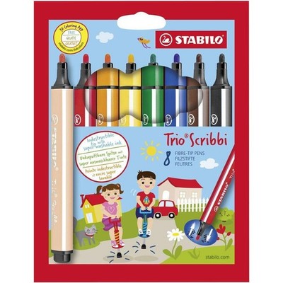 Gefederter Dreikant-Filzstift - STABILO Trio Scribbi - 8er Pack - mit 8