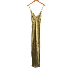 Reformation Maysen Silk Formal Maxi Dress Olive Oil Green Size 10 NWT