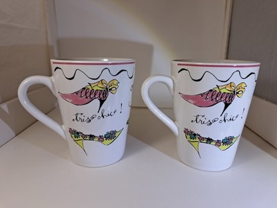 ''Tres Chic'' Ceramic Coffee Cup by Rosanna French w/Multicolored High Heel Shoes 