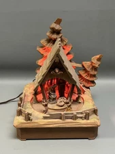 Anri Thorens Silent Night Swiss Carved Wood Music Box Light Rotates
