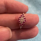 Vintage 925 Sterling Silver Ruby Cluster Cocktail Ring Size 7 Jewellery