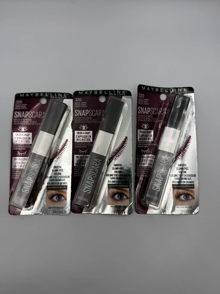3 PACK Maybelline Snapscara Washable Volume Mascara #320 Black Cherry NEW - Image 4 of 4
