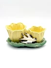 Vintage 1949 McCoy Tulip Planter Double Flower Pot w/ Swallow & Leaf Base MCM