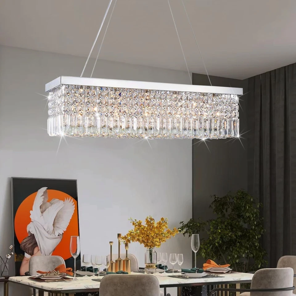 Lámparas rectangulares para comedor, modernas lámparas de lluvia, colgantes... Foto 2 de 4