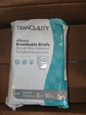 Tranquility Essential Incontinence Breathable Tabbed Briefs Size Small-10 Count