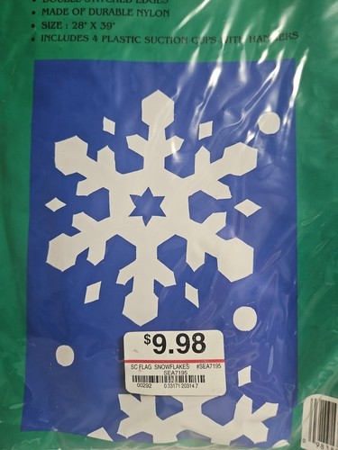FLAGS: CHRISTMAS, Poinsetta and Snowflakes, 28" x 39", NWOT, Set of 2 FLAGS - Picture 3 of 8