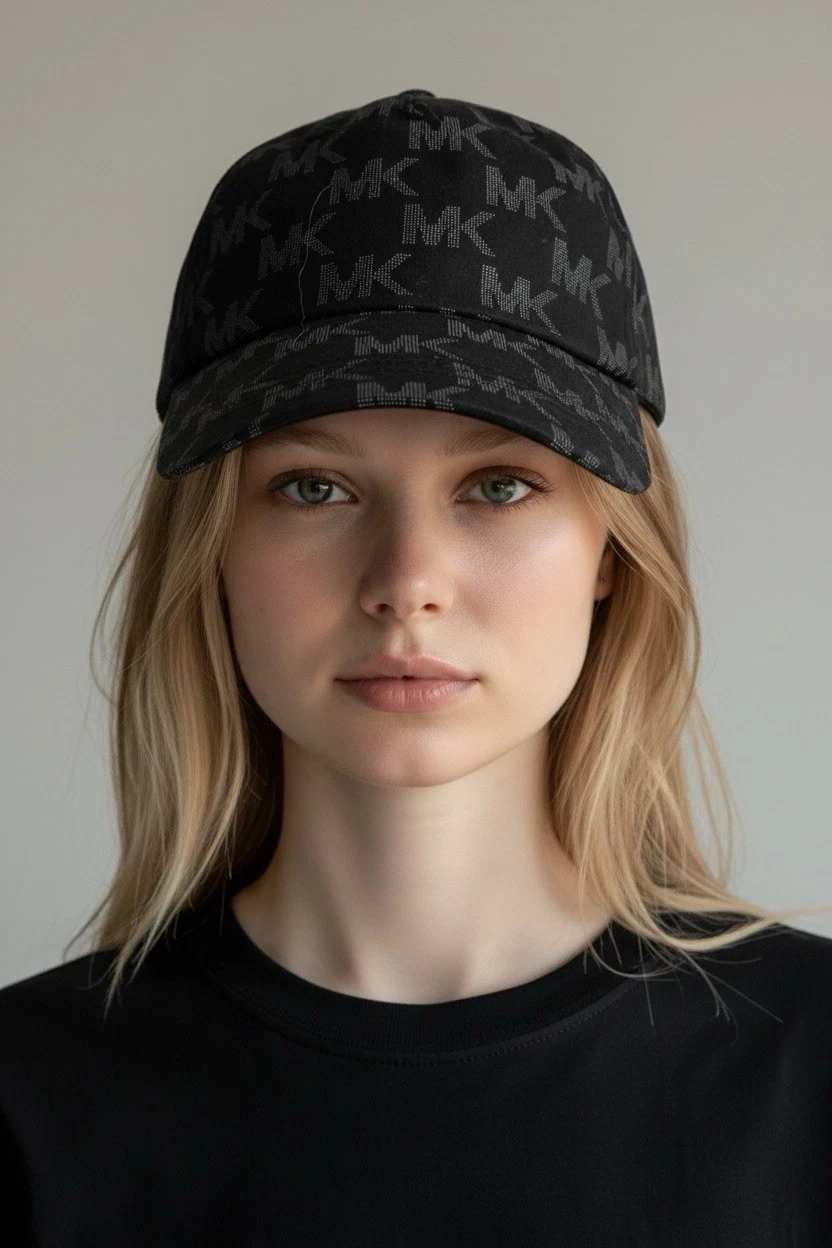 Michael Kors MK Monogram Logo Women’s Black O/S Strap-Back Baseball Cap NWT $68