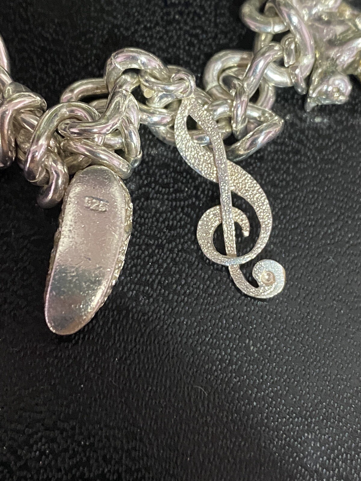 Heavy vintage silver charm bracelet eBay