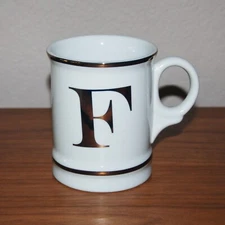 Williams Sonoma Gold Initial "F" - 17 oz Coffee Mug Monogram